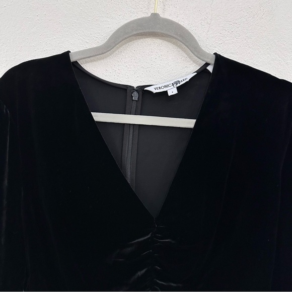 Veronica Beard Black Velvet Ruched Blouse - Picture 3 of 8